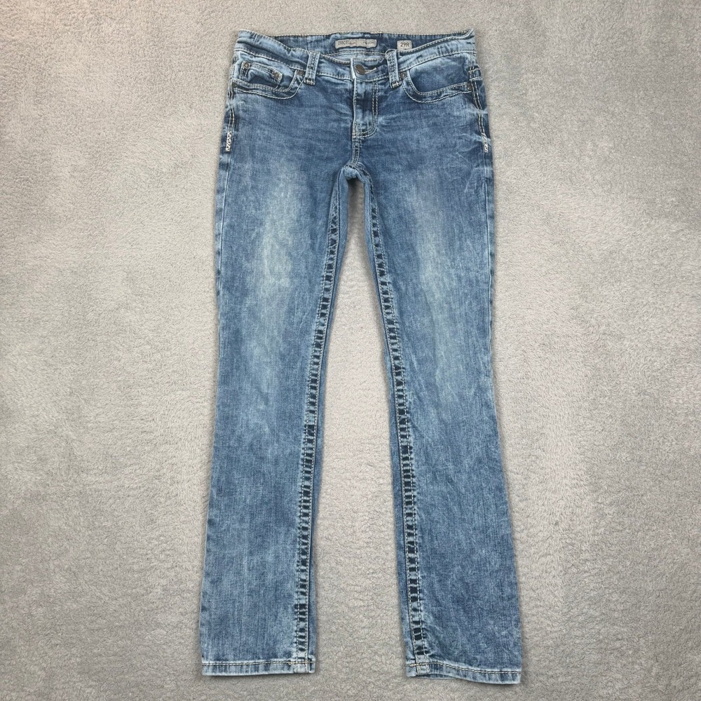 BKE Payton Mens Straight Leg Jeans 29x31.5 Medium Wash Blue Distressed Denim